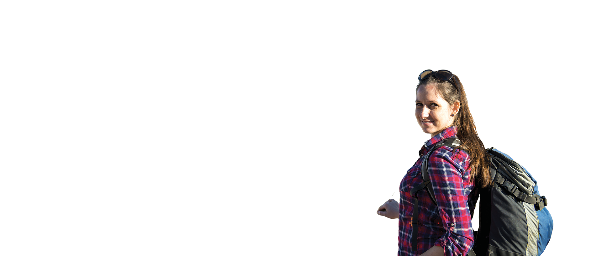 Smiling traveller with backpack